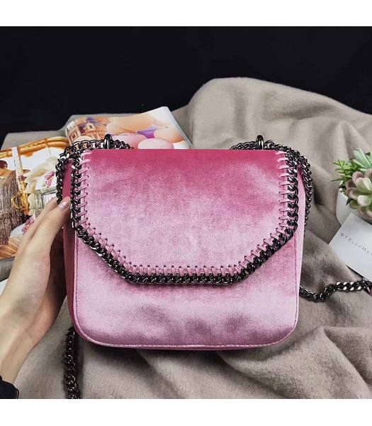 Stella McCartney Falabella Box Pink Velvet 20cm Shoulder Bag-1