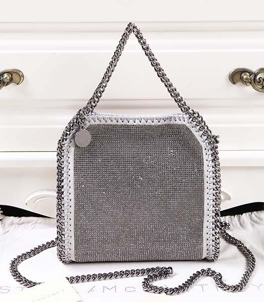 Stella McCartney Falabella Diamonds Small Light Grey Shoulder Bag Silver Chain