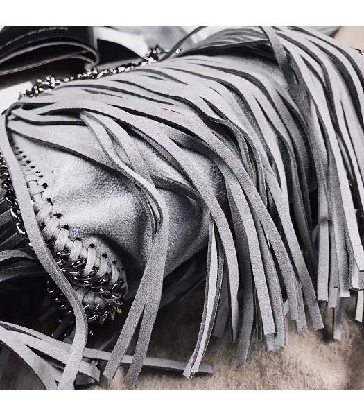 Stella McCartney Falabella Fringed Grey Environmental Polyester Fiber 16cm Tote Shoulder Bag-3