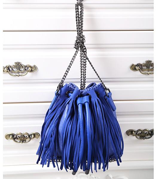 Stella McCartney Falabella Fringed Tote Bag In Sapphire Blue