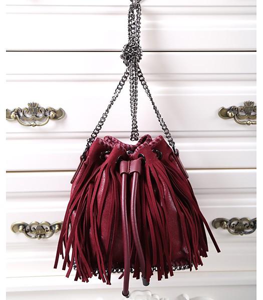 Stella McCartney Falabella Fringed Tote Bag In Wine Red