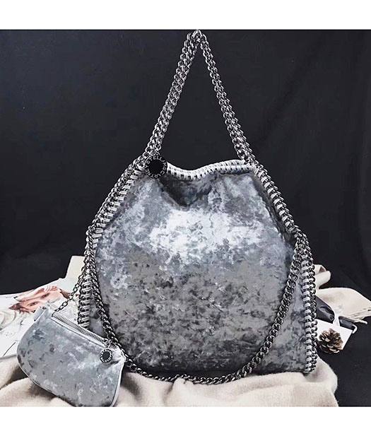 Stella McCartney Falabella Grey Velvet 36cm Tote Bag