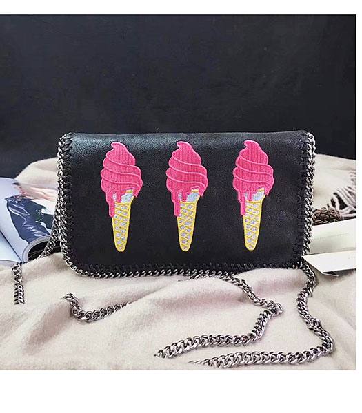 Stella McCartney Falabella Ice Cream Embroidery Black Environmental Polyester Fiber Cross Body Bag 2