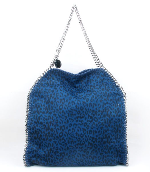 Stella McCartney Falabella Leopard Pattern PVC Fold Over Large Tote Bag Blue