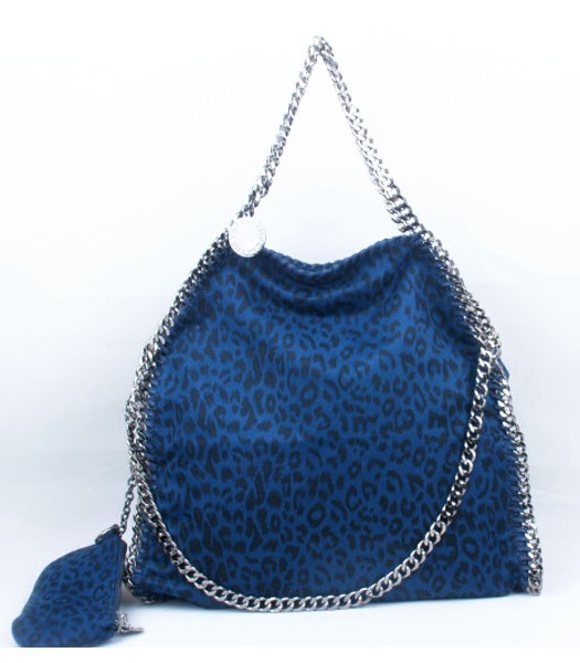 Stella McCartney Falabella Leopard Pattern PVC Fold Over Tote Bag Blue
