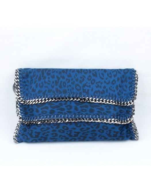 Stella McCartney Falabella Leopard PVC Fold Over Clutch Blue