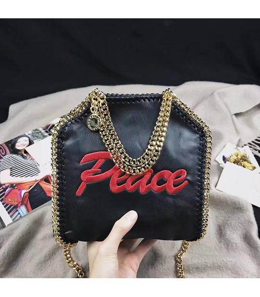 Stella McCartney Falabella Peach Black Napa 16cm Tote Shoulder Bag Golden Chains-1