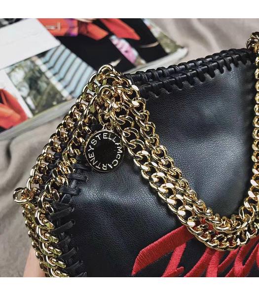 Stella McCartney Falabella Peach Black Napa 16cm Tote Shoulder Bag Golden Chains-3