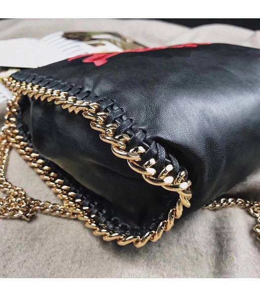 Stella McCartney Falabella Peach Black Napa 25cm Tote Bag Golden Chains-3