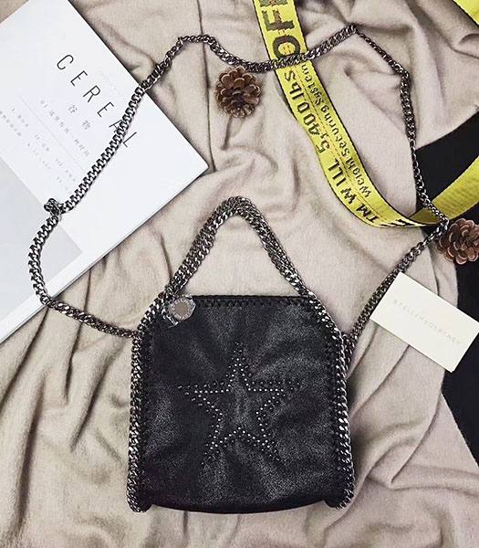 Stella McCartney Falabella Star Rivet Black Environmental Polyester Fiber 16cm Tote Shoulder Bag