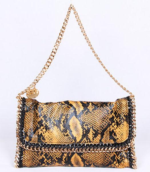 Stella McCartney Falabella Yellow Snake Shoulder Bag PVC Leather Gold Chain