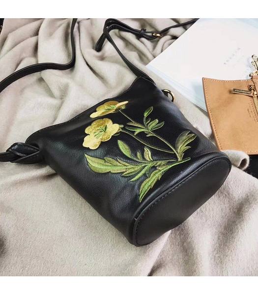 Stella McCartney Popper Black Environmental Polyester Fiber Yellow Flower 14cm Hobo Bag-6