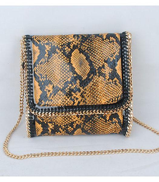 Stella McCartney S-819 PVC Yellow Snake Mini Shoulder Bag Gold Chains