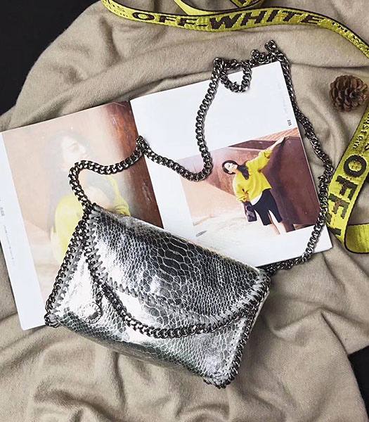 Stella McCartney Silver Snake Veins Oil Wax 16cm Shoulder Bag