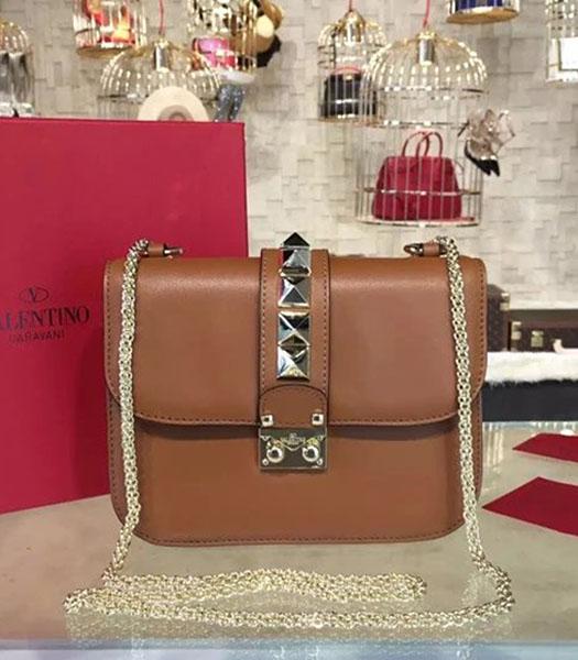 Valentino Brown Calfskin Leather Mini Shoulder Bag Tarot Chain