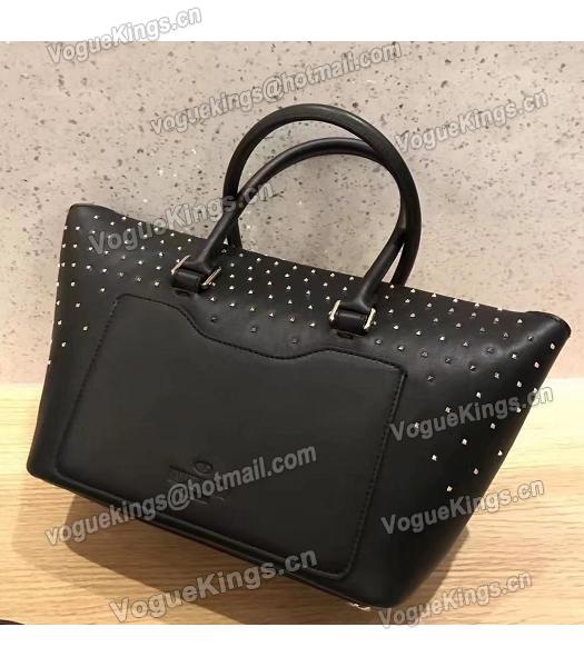 Valentino Demilune Black Original Leather Rivets Small Tote Bag-1