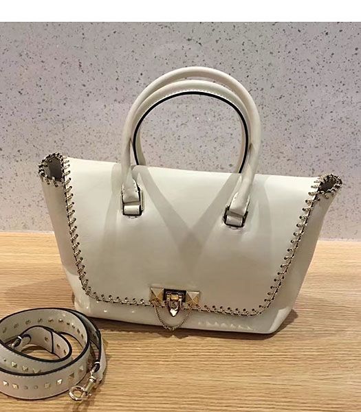 Valentino Demilune Small Double Handle Bag White Original Leather