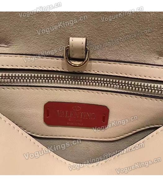 Valentino Demilune White Original Leather Rivets Small Tote Bag-2