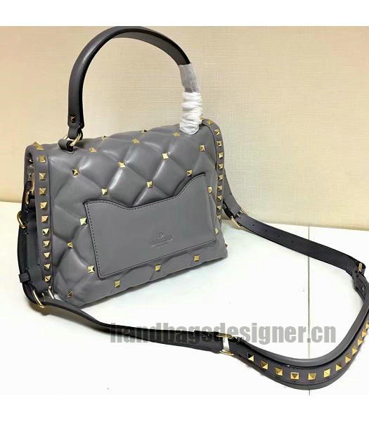 Valentino Garavani Candystud Original Leather Bag Grey-6
