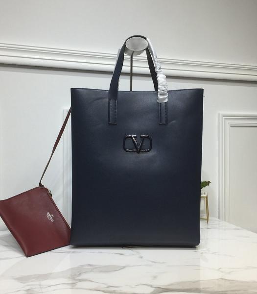 Valentino Garavani Garavani N/S Vring Buckle Black Calfskin Leather Shopping Bag