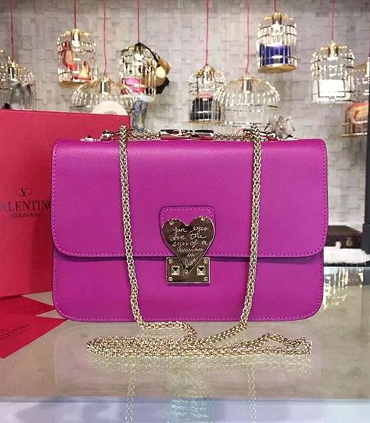 Valentino Garavani L Amour Shoulder Bag With Purple Original Leather