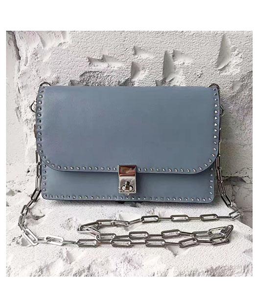 Valentino Light Blue Original Leather Rivets Small Bag