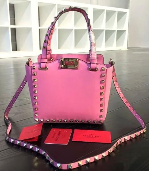 Valentino Mini Tote Bag Pink Original Leather Golden Nail