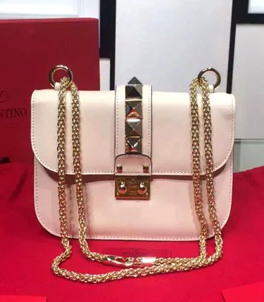Valentino Noir Mini Shoulder Bag With Ivory White Original Leather Golden Chain