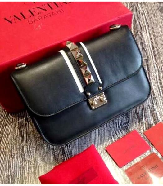 Valentino Noir Shoulder Bag With Black Original Leather Golden Chain