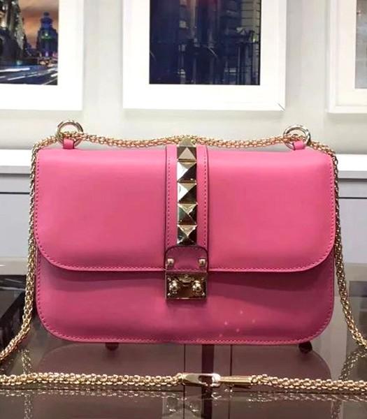 Valentino Noir Shoulder Bag With Pink Original Leather Golden Chain