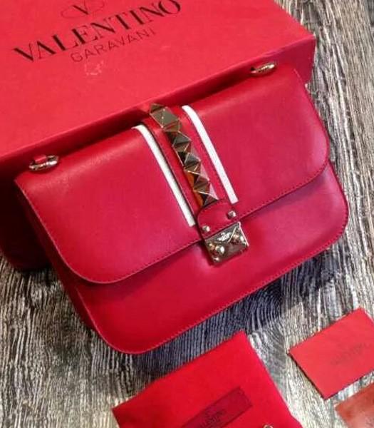 Valentino Noir Shoulder Bag With Red Original Leather Golden Chain