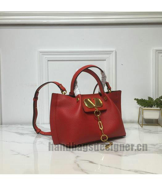 Valentino Original Calfskin Garavani Escape Small Shopping Bag Red-1