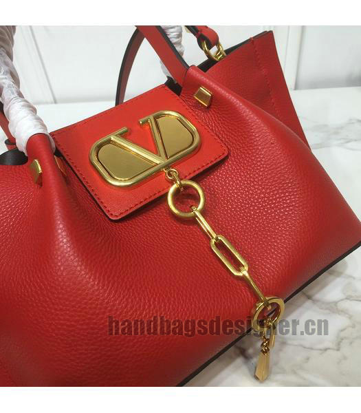 Valentino Original Calfskin Garavani Escape Small Shopping Bag Red-3