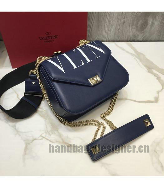 Valentino Original Calfskin Garavani Rockstud Crossbody Bag Dark Blue-3