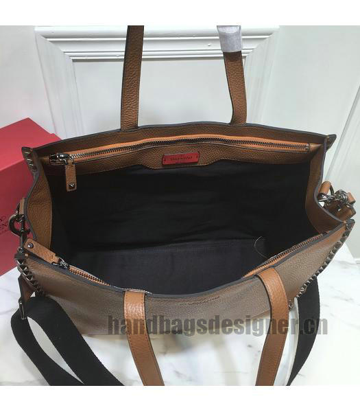 Valentino Original Calfskin Leather Shopping Bag Brown-3