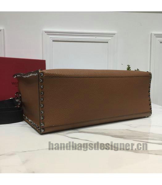 Valentino Original Calfskin Leather Shopping Bag Brown-4