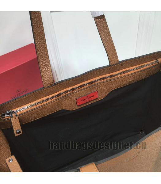 Valentino Original Calfskin Leather Shopping Bag Brown-5