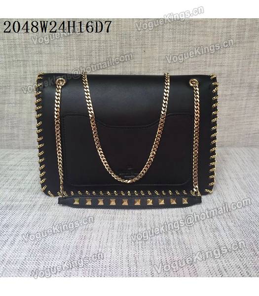 Valentino Original Leather Rivets Golden Chains Bag Black-2