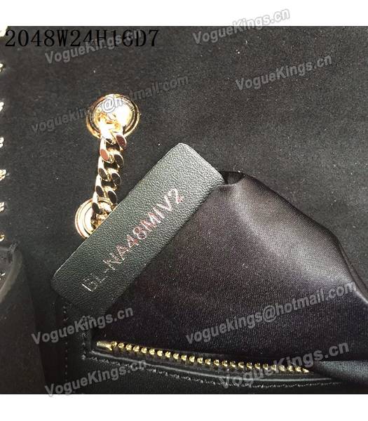Valentino Original Leather Rivets Golden Chains Bag Black-4