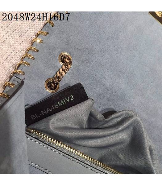 Valentino Original Leather Rivets Golden Chains Bag Blue-5