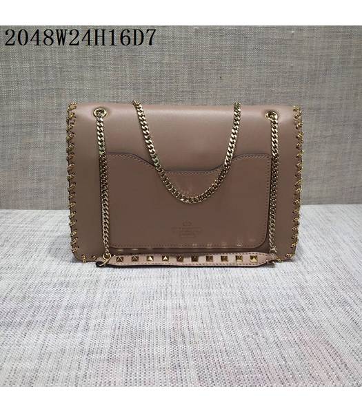 Valentino Original Leather Rivets Golden Chains Bag Nude Pink-1