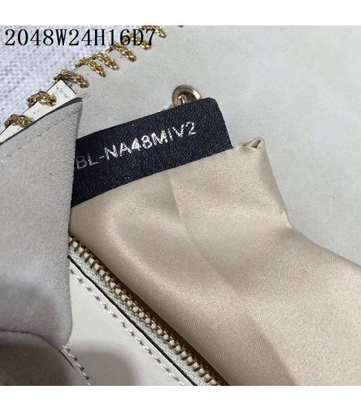 Valentino Original Leather Rivets Golden Chains Bag White-5