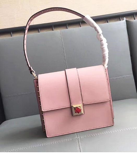 Valentino Pink Original Leather Rivets Shoulder Bag