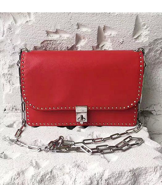Valentino Red Original Leather Rivets Small Bag