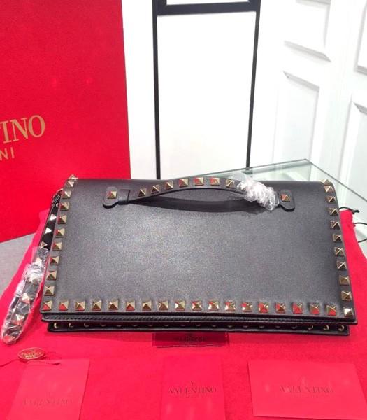 Valentino Rockstud 00399 Clutch Black Original Leather Golden Nail