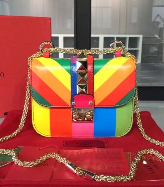 Valentino Rockstud Mini Rainbow Shoulder Bag With Colored Original Leather