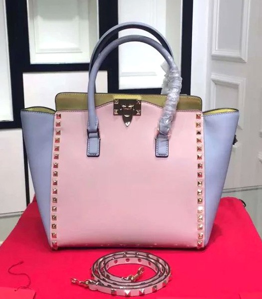 Valentino Rockstud Mixed colors Tote Bag Light Pink Golden Nail