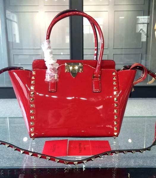 Valentino Rockstud Red Original Patent Leather Tote Bag