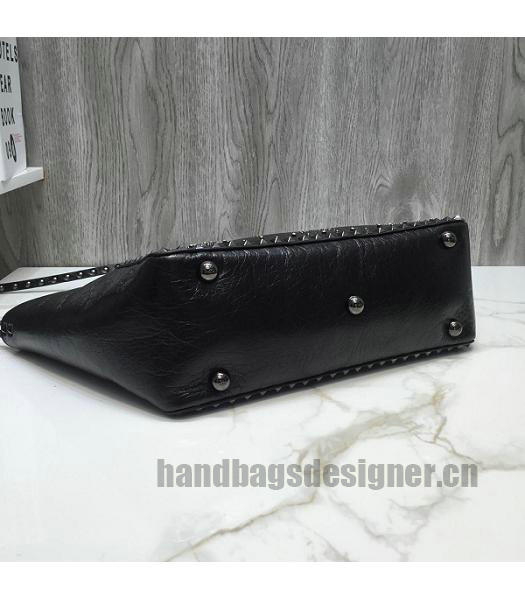 Valentino ROCKSTUD Rhinestone Calfskin Leather Shopping Bag Black-2