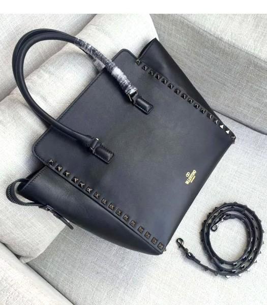 Valentino Rockstud Top Handle Bag Black Original Leather Silver Nail